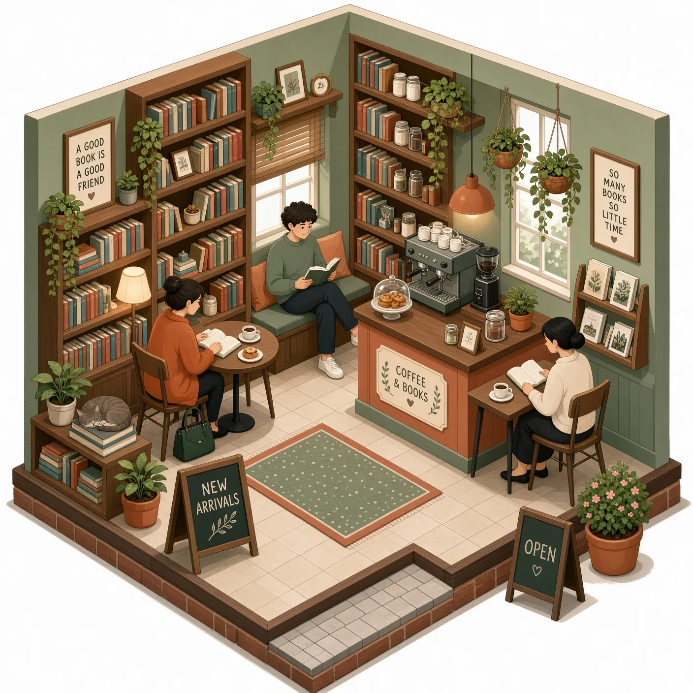 Isometric bookshop generated with Grok Imagine 2.0